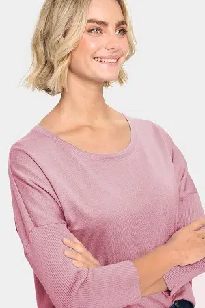 Mila R-neck pullover Rosa - Saint Tropez