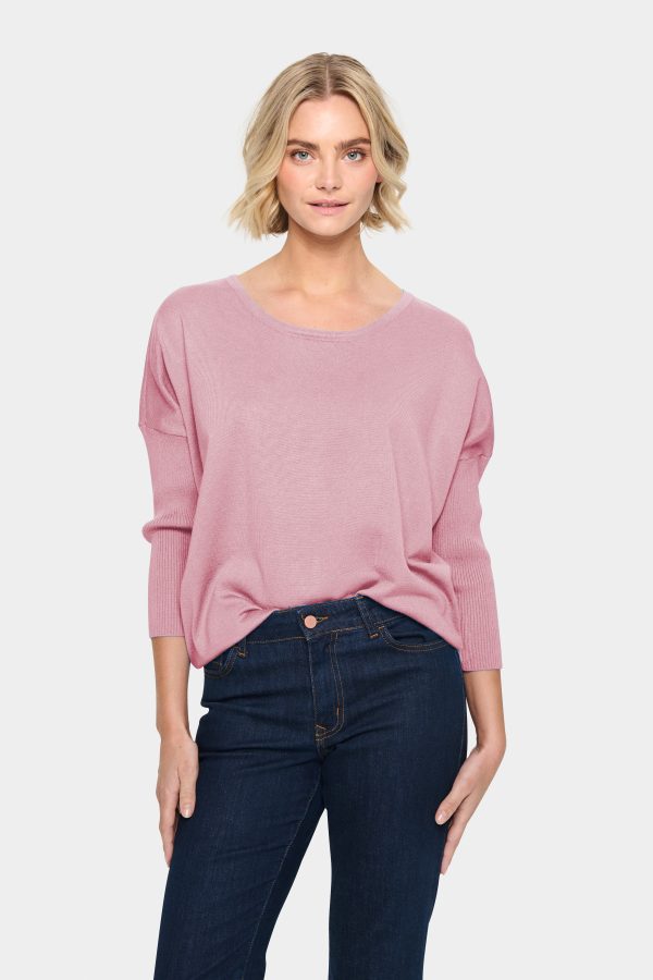 Mila R-neck pullover Rosa - Saint Tropez