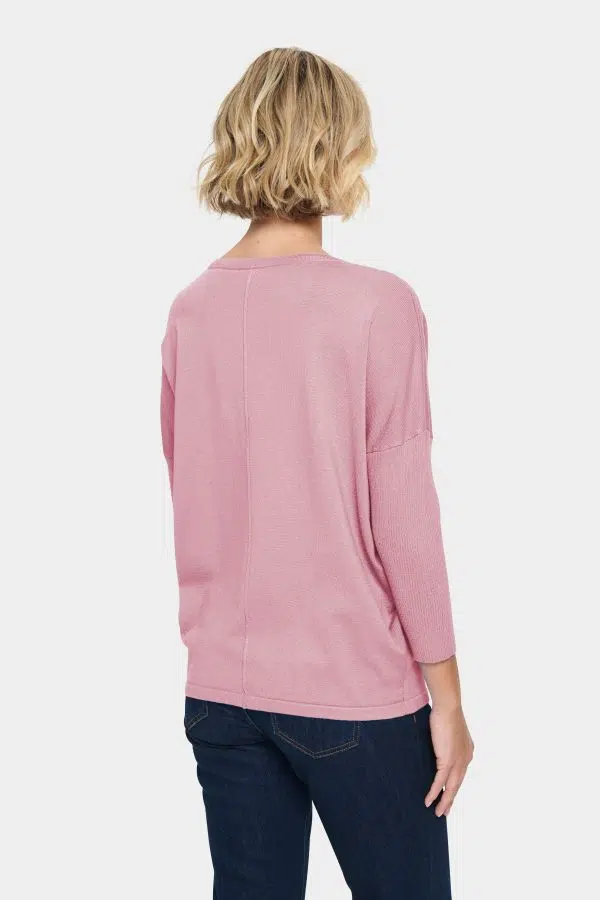 Mila R-neck pullover Rosa - Saint Tropez